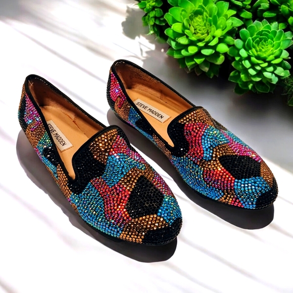 Steve Madden Concord Size 8 Multi-colored Rhinestone Flats - Picture 2 of 16